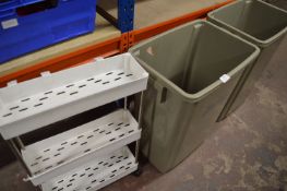 *Two Bins and Small White Three Tier Shelving on W