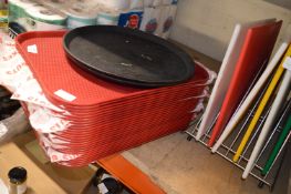 *Quantity of Red Plastic Trays and Two Circular Bl