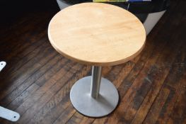 *60cm Circular Wood Topped Table on Stainless Steel Base