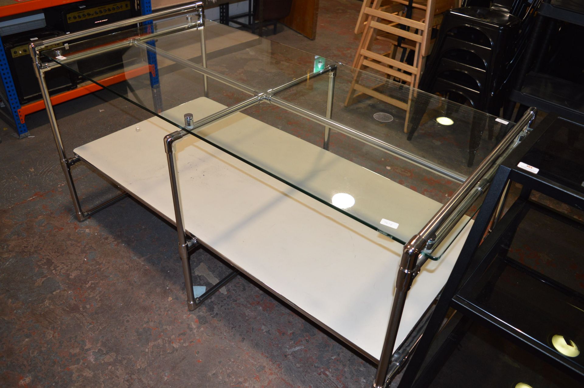 *Tubular Framed Glass Topped Display Table ~83cm h - Image 2 of 2