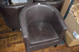 *Three Brown Leatherette Tub Chairs