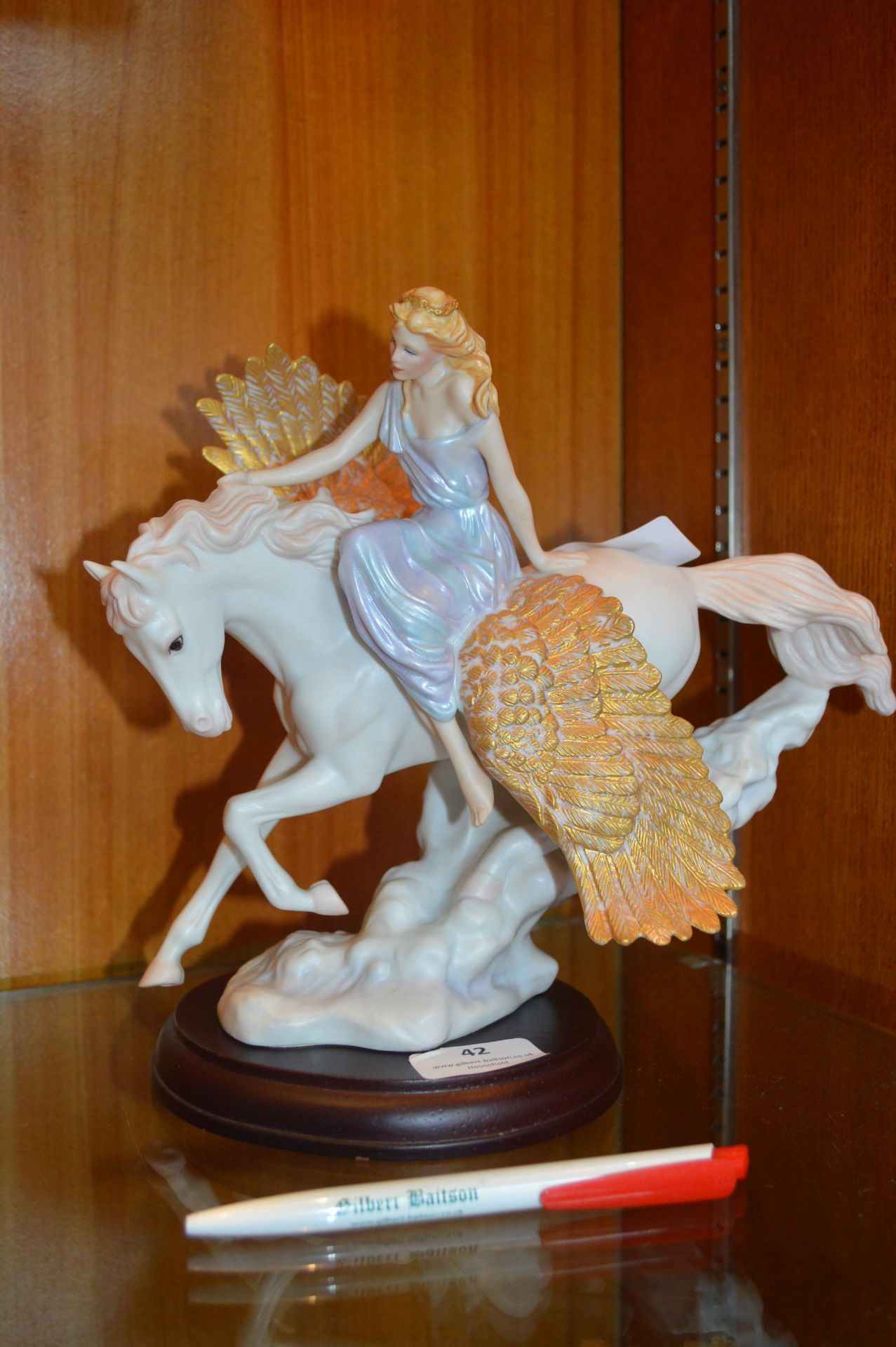 Franklin Mint Porcelain Figurine - Athena & Pegasu