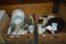 Two Boxes of Pottery and Glassware