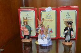 Three Royal Doulton Bunnykins Figures with Packagi