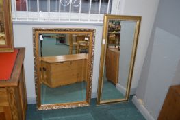 Two Gilt Framed Beveled Edge Mirrors