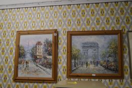 Two Oil on Canvas Parisian Market Scenes