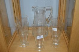 Vintage Glass Lemonade Jug and Glasses