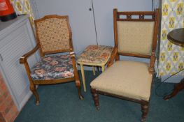 Nursing Chair, Armchair, and a Stool