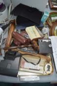 Tray Lot of Collectibles, Cameras, Auctioneer's Ga