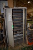 *Metal Storage Cupboard with Folding Doors, and Shelves on Runners 42”x21” 6ft high (contents not