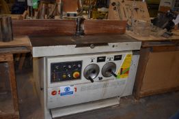 *SCM T150N Spindle Moulder with Steff 2038 Power Feed, Guards, and Extraction Duct