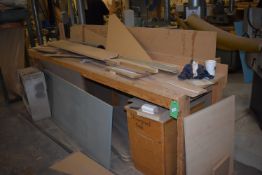 *Joiner’s Workbench and Assorted Cut Timber and Sheet Material On and Around