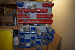 *Plastic Storage Bins and Wall Rack Including Cont