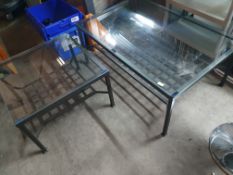 * 2 x metal frame, glass topped tables - 1180w x 780d and 680w x 680d