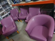 * 5 x comfy purple chairs - 4 x low level, 1 x tub