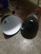 * 2 x black and white light fittings - shades 44cm tall
