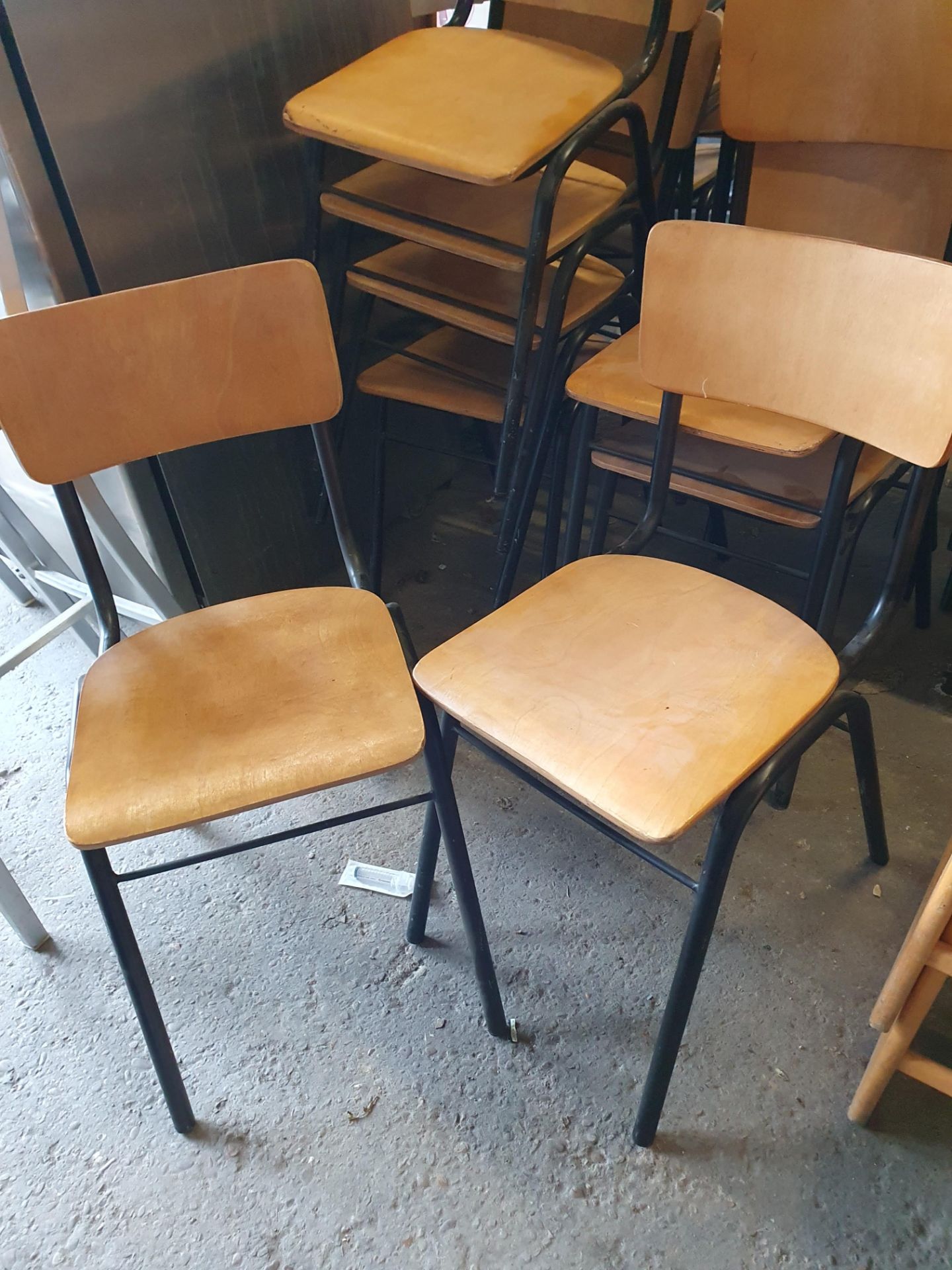 * 4 x chairs - metal frame with ply seats/backs