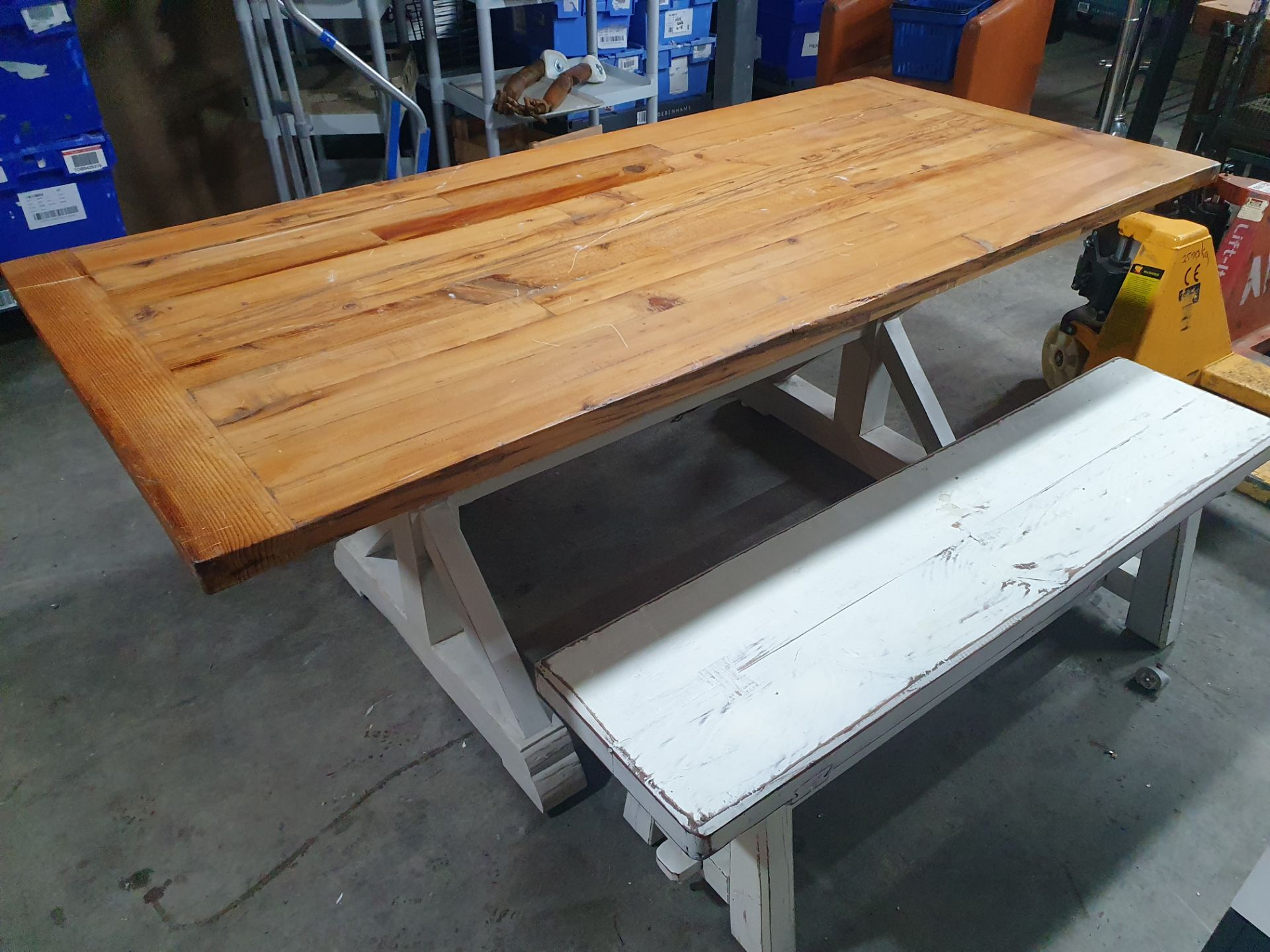 * Rustic farmhouse/refectory style table with 2 x hardwood benches - 2000w x 9200 - Image 4 of 4