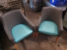 * 2 x grey and turquoise tub chairs