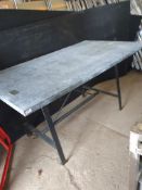* industrial style table with lead lined top - heavy
