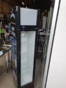 * slimline glass fronted upright bar fridge