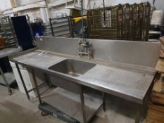 * S/S sink with spray arm - 2400w x 640d