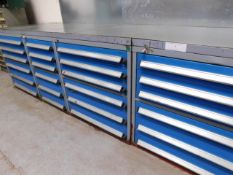 * 2x Workshop 2000mm tool cabinets ( 2x700 1x500 6 sliding lockable drawer units) with galvanized