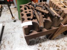 * Blacksmiths swage block on stand with tools
