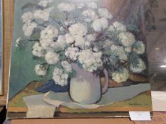 *Canvas of vase of Flowers Signed "Tauno Grondahl 57"