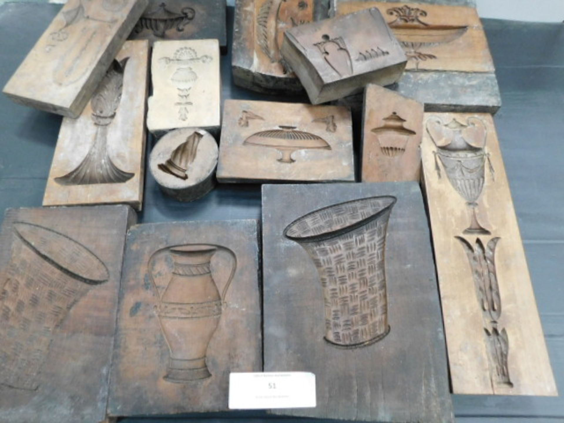 * Box of Wood Plaster Moulds