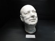 * Plaster Head Cast Marked "Churchill Madame Tussaud"
