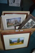 Box of Various Framed Prints