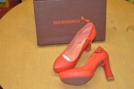 *Red Dragonfly Orange High Heel Shoes Size: 4