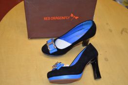 *Red Dragonfly Black & Blue High Heel Shoes Size: