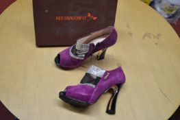 *Red Dragonfly Purple High Heel Shoes Size: 5