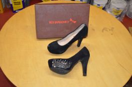 *Red Dragonfly Black High Heel Shoes Size: 4