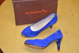 *Red Dragonfly Blue High Heel Shoes Size: 5.5