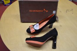 *Red Dragonfly Black & Orange High Heel Shoes Size