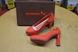 *Red Dragonfly Orange High Heel Shoes Size: 5