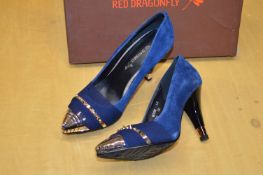 *Red Dragonfly Blue High Heel Shoes Size: 4