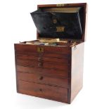 A Victorian mahogany dentist's chest by C Ash Sons & Company Ltd, London, the hinged lid with