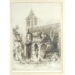 Hedley Fitton (1857-1929). Notre Dame Bourges, etching, signed in pencil to margin and titled,