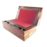 A Victorian mahogany and brass bound writing slope, of rectangular section. opening to reveal a