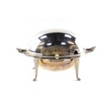 A Victorian Walker and Hall silver plated serving entree dish, with a hinged, domed lid and ivory