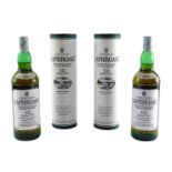 Two bottles of Laphroaig Single Islay Malt Scotch Whisky, ten years old, each 1 litre, boxed.