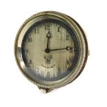 A Smiths Clock Company car clock, in silvered outer casing, on a silvered dial, 8cm wide.