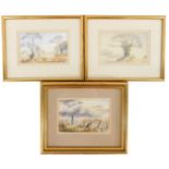 Celia Vodden (20thC School). Three landscape scenes, with trees and fencing, watercolour, signed