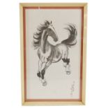 After Xu Beihong. Galloping horse in black and white, print, 41cm x 21cm.