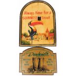 A wooden Guinness advertising sign, of arched form, Always Time For A Guinness Stout, decorated with