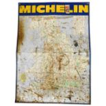 A Michelin tin road map sign, 89cm x 65cm. Auctioneer Announce: the sign is tin not enamel.